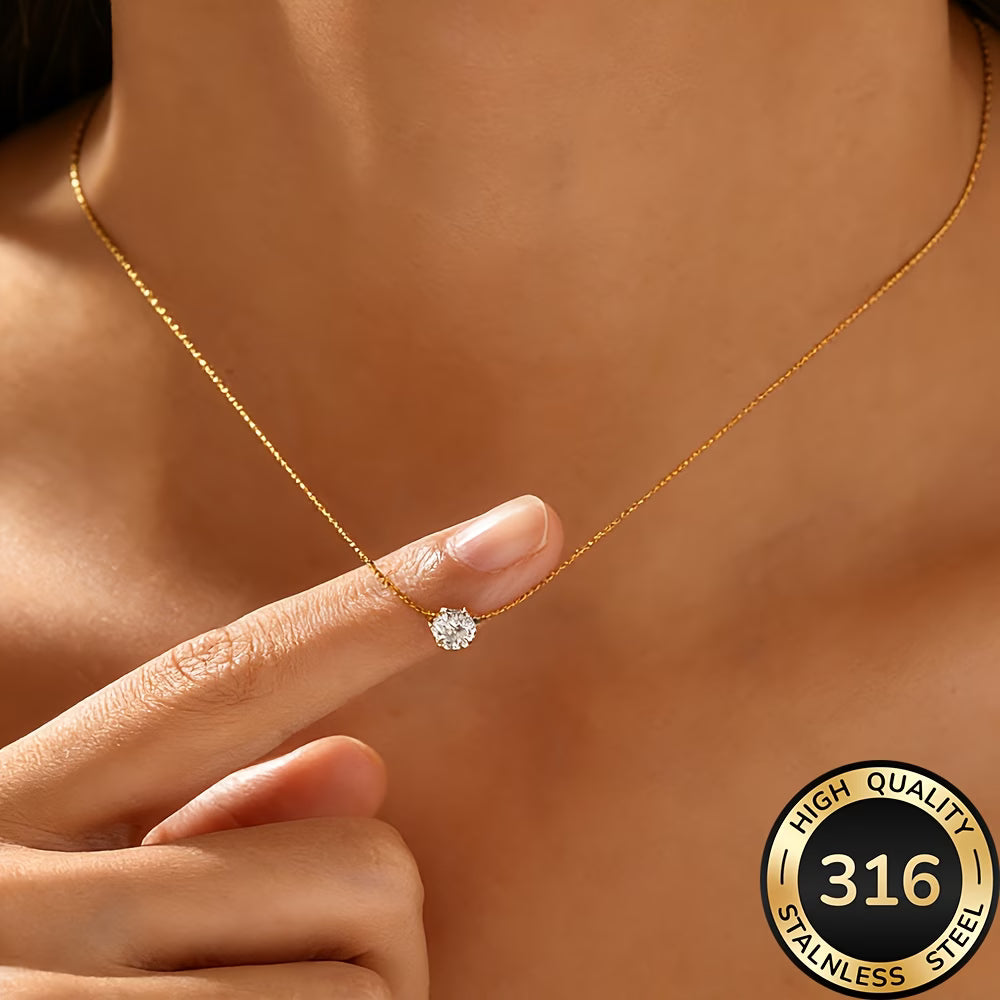 Collier doré avec pendentif pierre