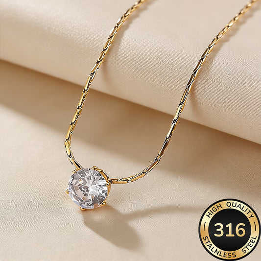 Collier doré avec pendentif pierre